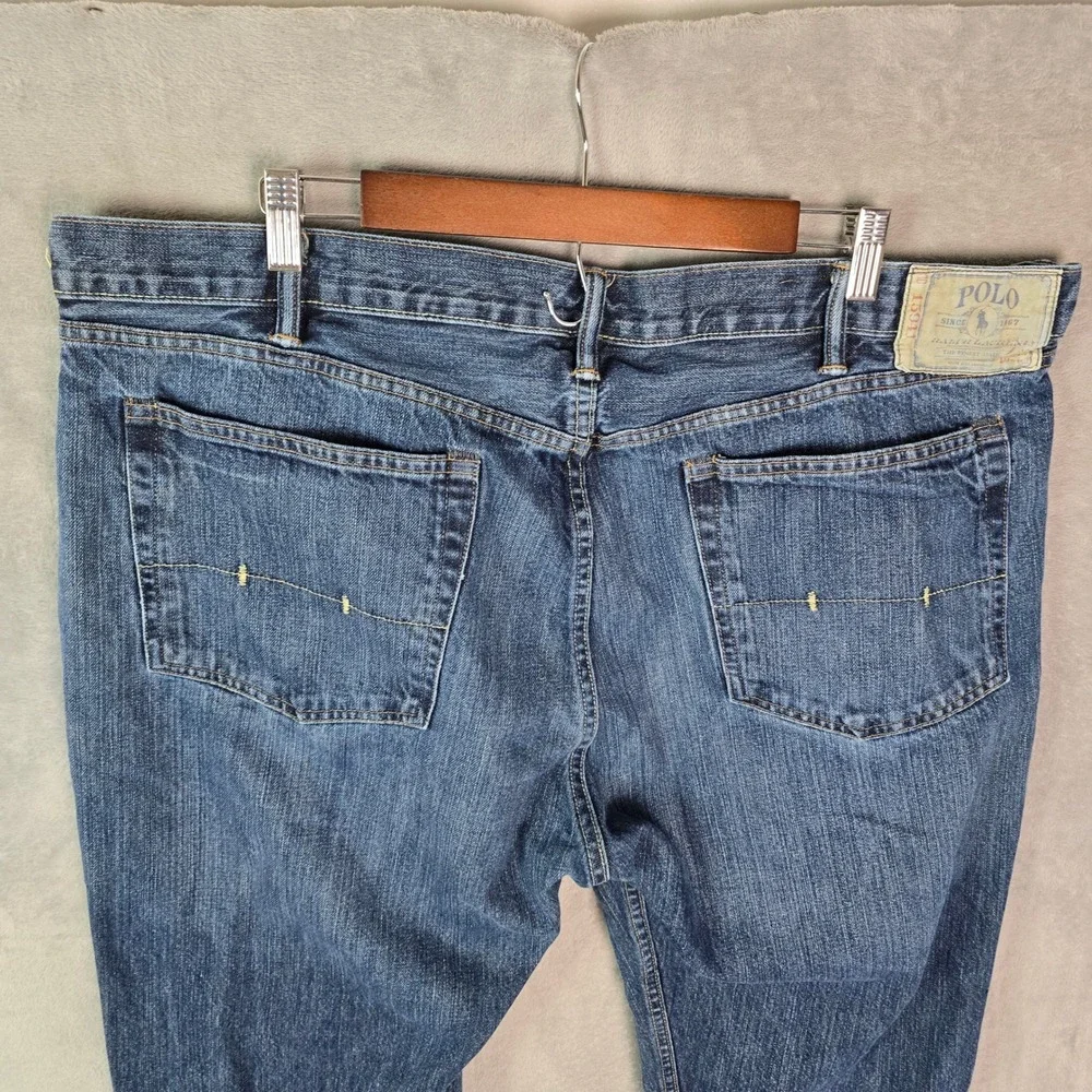 Polo Ralph Lauren 867 Classic Fit Blue Denim Jeans Mens 42x32 Dark Wash Cotton